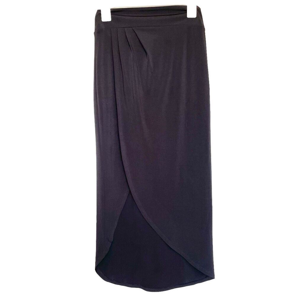 Abbeline Skirt Black Size Small Maxi Long High Low Slit Faux Wrap Lagenlook